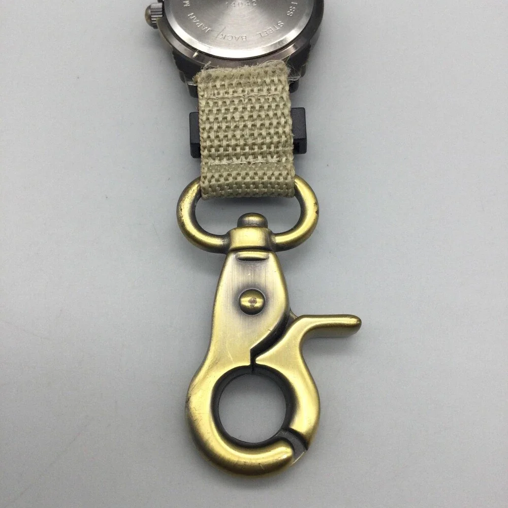 Majestron Key Ring Watch Mens 37mm Green Dial Brass Tone Compass New Battery